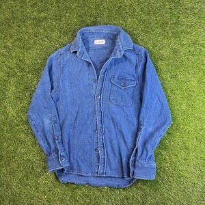 Taylor Stitch Indigo Blue Organic Cotton Textured Button Down Shirt Size 36 M